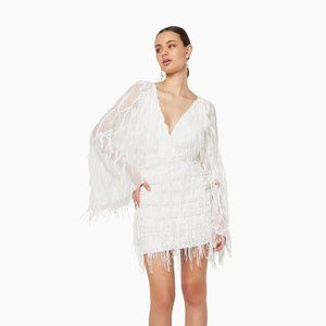 Elliatt White Fringe Mini Dress